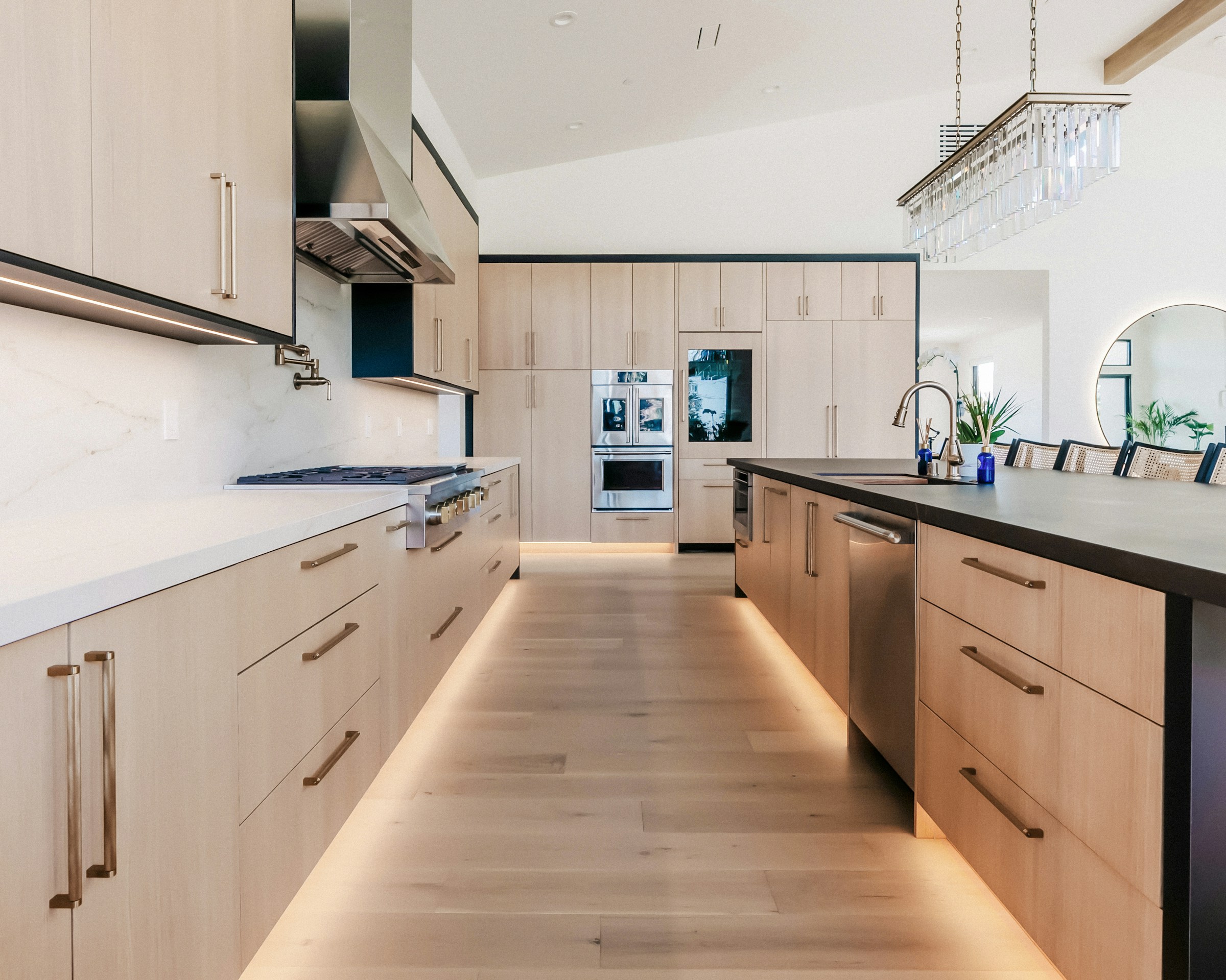 Modern kitchen interior with tailored cabinetry and an elegant material palette